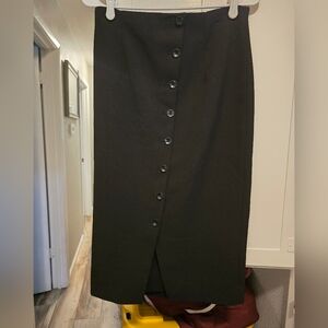 White House Black Market Black Button-Front Pencil Skirt